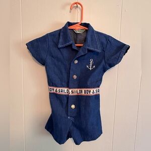Healthtex Blue Denim Sailor Boy Romper